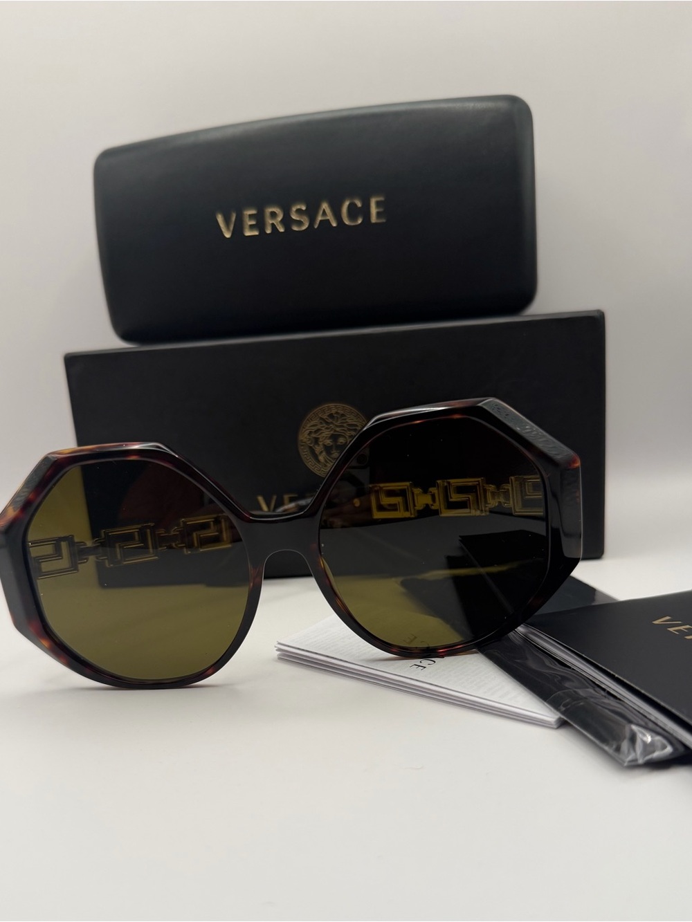 Versace Women's Tortoiseshell Octagon Sunglasses - Brown Lenses